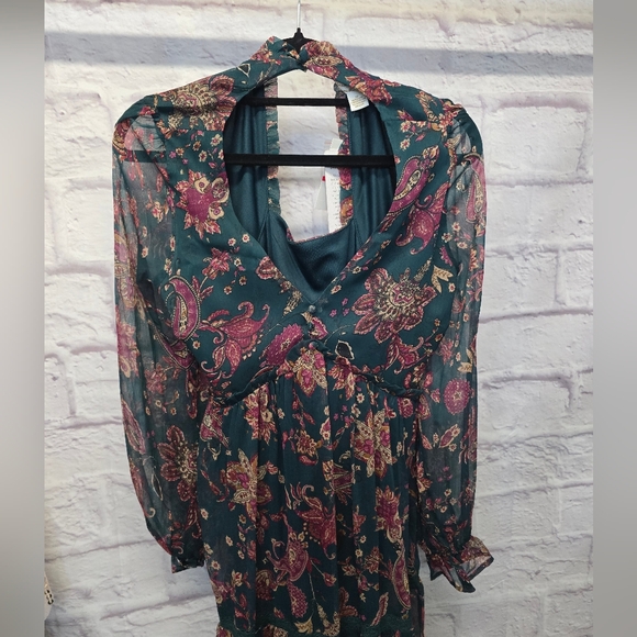 NWT Band Of The Free Run the World Pine Paisley Empire Waist Midi Dress XS - Picture 6 of 8